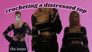 crocheting my dream distressed top| a crochet  vlog + life update