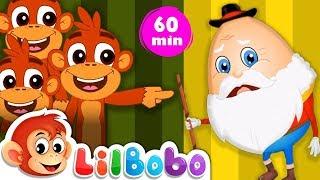 Humpty Dumpty Sat On a Wall & Little BoBo Popular Nursery Rhymes | Five Little Monkeys