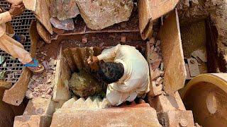 There is a very funny video in which the laborer breaks the stone with great effort