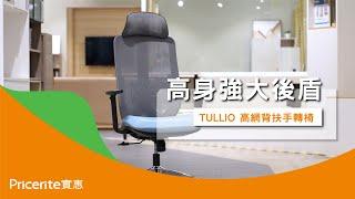 【TULLIO 高網背扶手轉椅】高身強大後盾 | 電腦椅 | 辦公椅 | 書房椅 | Pricerite實惠