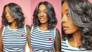 $30 Gray And Brown Curly Wig From Amazon | Outre Synthetic Glueless Transparent Lace Front Wig Rita