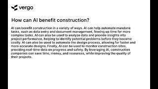 AI in Construction: Benefits and Opportunities