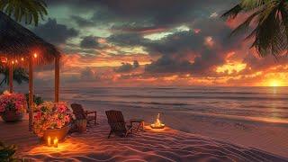 Catch The Sunset At Summer Beach | Soothing Waves Sounds and Fire Pit  To Relax, Heal, Chill