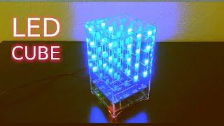 4x4x4 LED cube animated light show.