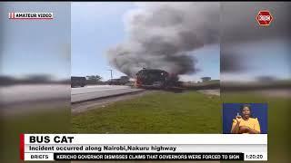 Bus catches fire along Nairobi-Nakuru highway