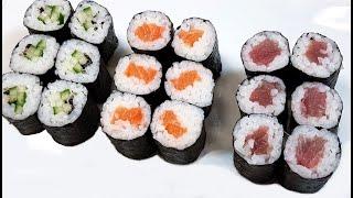 Los 3 SUSHIS más POPULARES: KAPPAMAKI, Makis de SALMÓN, Makis de ATÚN | Recetas Sencillas