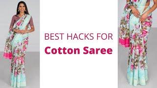 Best Hacks Draping Cotton Saree | lakshmi saree draping | saree pleating | Tia Bhuva