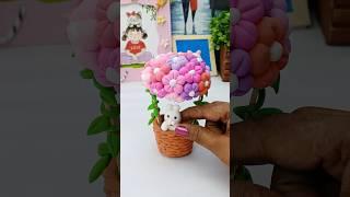 Floating Flower Bunny  | Super Cute Clay Art! #youtubeshorts #diy #craft