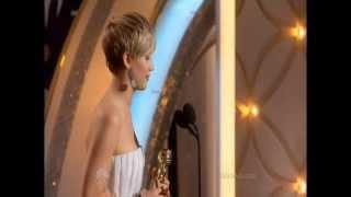 Jennifer Lawrence winning her second Golden Globe