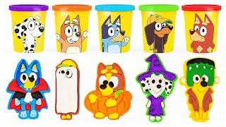  Bluey & Friends Halloween Play Doh Molds  Best Learn Colors | Preschool Toddler Learning Video