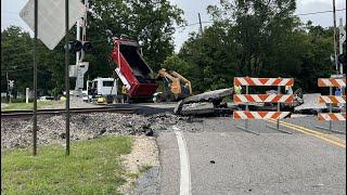 Railroad work closes Highway 52 crossing in Pelham