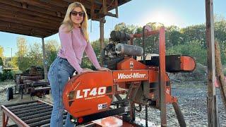 Sawmilling LONG 8X8 beams!!! (Bonus Feeding the Horses at the END!!!)