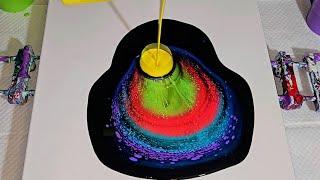Fluid Art Rainbow Open Cup Pour!  #acrylicpour #abstractpainting #art #opencup