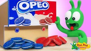 Juego De Simulación Pea Pea Vendiendo Oreo Y Leche Con Amigos |  Dibujos animados para niños