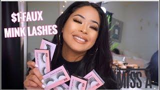 $1 FAUX MINK LASHES ?! ShopMissA 3D Faux Mink Lash TRY ON |Taisha