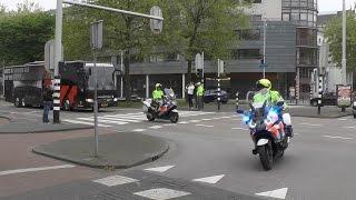 Politie Rotterdam begeleid Spelersbus Feyenoord naar en vanaf het Parkhotel naar Woudestein