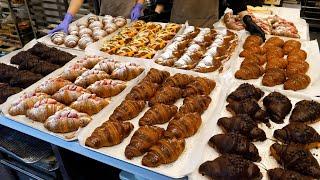 하루 1800개 팔리는 빵집?! 크로와상 종류만 9가지! 바삭한 크루아상 대량 만들기 amazing croissant mass making - korean street food