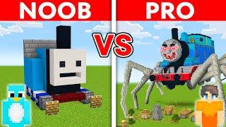 NOOB vs PRO: SCARY THOMAS TRAIN House Build Challenge in Minecraft