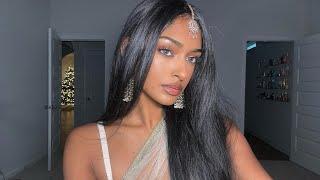 how to be an Indian baddie  brown girl friendly makeup look, in depth hair routine, wellness tips