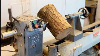 Woodturning  - Log To Bowl (natural edge)