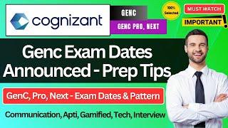 Cognizant genc Test dates announced | Cognizant Communication, Aptitude/Tech Assessment | Must know