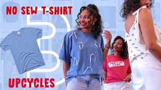 3 New Easy No Sew T-shirt Upcycles! | DIY clothes remake thrift flip