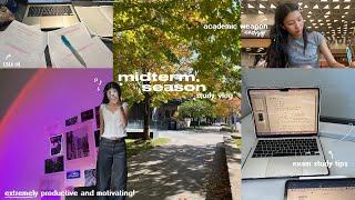 MIDTERM SEASON STUDY VLOG ྀི time to LOCK in, super motivating and productive, exam study tips