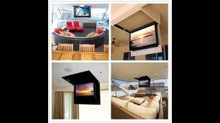 Motorized flip down hidden tv ceiling mount home automation system