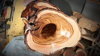 wood turning  How to turn a triple natural edge olive wood vase