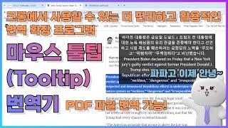 [크롬 활용 8] PDF 파일도 번역 가능한 크롬의 번역 확장 프로그램 - 마우스 툴팁(Tooltip) 번역기(수정 재업)