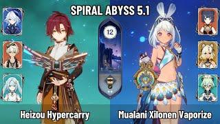 C6 Heizou Furina Hypercarry | C0 Mualani Xilonen Vaporize Team | Spiral Abyss 5.1 | Genshin Impact