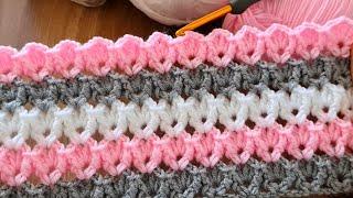 Unique Very Easy Crochet sewing pattern baby blanket consisting of two rows for beginners