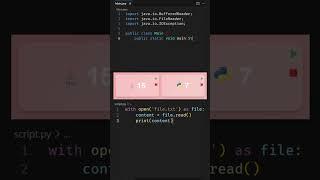 Java vs Python: File Reading Comparison in 60 Seconds!  #filehandling  #python #java #viralshort