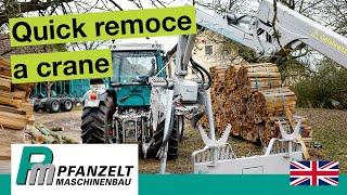 Quick and without any tools | attach or remove a crane or cable winch on the Pm Trac | it works