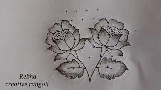 trendy rose flower rangoli (7*4) | creative flower rangoli | latest rangoli@rekhacreativerangoli