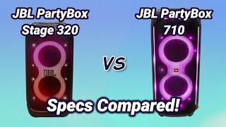 JBL PartyBox Stage 320 Specs Vs JBL PartyBox 710 specs compared!