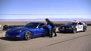 Officer Dan Brockett pulls over corvette.