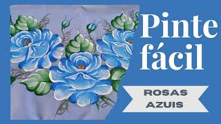 Como pintar rosas em tecido/pintura fácil para iniciantes