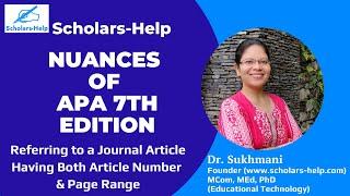 Referring a Journal Article Having Both Article Number & Page Range | APA 7th Ed | Scholars-Help |