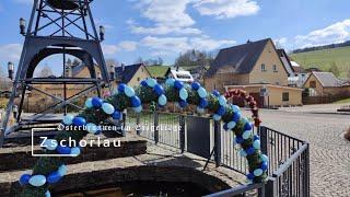 Osterbrunnen am Haus der Vereine in Zschorlau bei der Pyramide am " Wolfgangsee" Erstmals 2023