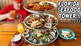 Capt Hiram's Massive Florida Seafood Tower Challenge w/ Fish & Chips, Oysters, Tacos, and MORE!!