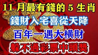 11月最有錢的5生肖！錢財入宅喜從天降，百年一遇大橫財！躲不過彩票中頭獎！#運勢 #風水 #佛教 #生肖 #发财 #横财 【佛之緣】