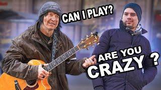 A GUITARIST PRETENDED to be HOMELESS and pranked STREET MUSICIANS she kissed him