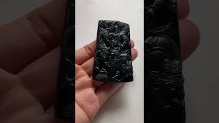 墨翠关公乌黑油亮 质地细腻水头极好 完美 #翡翠直播 #翡翠