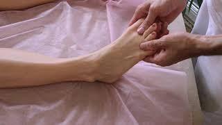 Massage of the feet (foot massage) and hands. ASMR massage