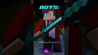 Girls vs Boys Playing MINECRAFT - MAIZEN Minecraft Animation #shorts