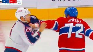 Arber Xhekaj Mathieu Olivier Fight | Columbus Blue Jackets vs Montreal Canadiens 2024 NHL Highlights