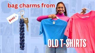 DIY $440 Mui Mui Bag Charms upcycling Old T-shirts! | Cheap Christmas Gift Ideas