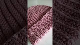 Бесплатный МК #вязаниекрючком #crochet #поперечноевязание #мк #шапка