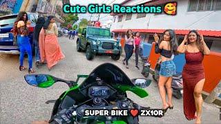 Cute Girls Reaction On Super Bike | Zx10r  | Girl Reaction | Z900 |  Loud Exhaust